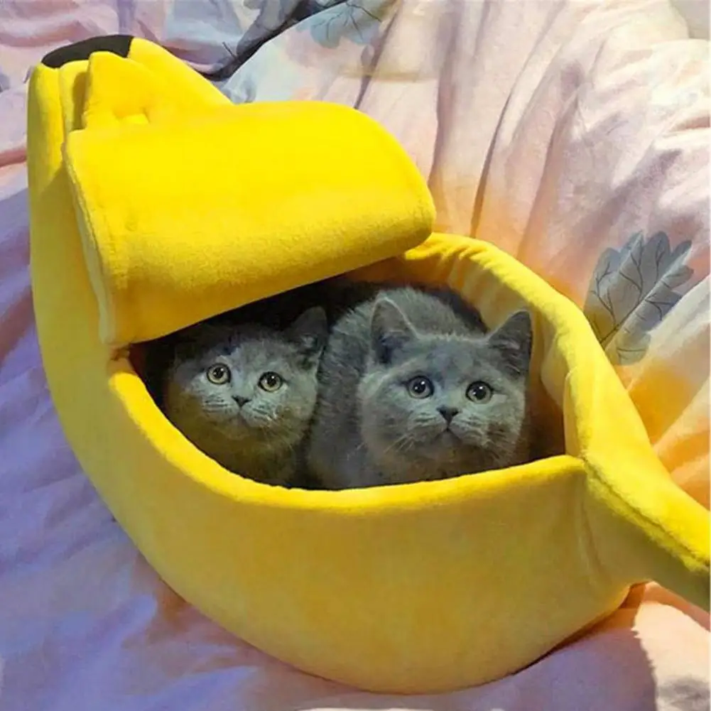 Banana Peel Pet Bed Cozy Banana-shaped Pet Nest Soft Comfortable Kennel for Cats Dogs Exquisite Craftsmanship Warm for Beloved