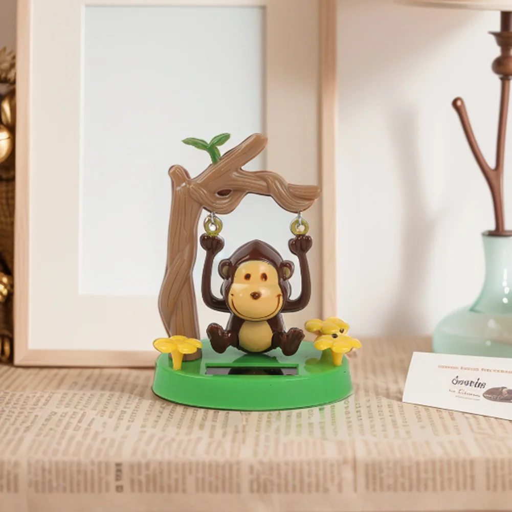 Macaco de dança solar brinquedo painel do carro bobblehead bonito animal ornamentos de mesa dos desenhos animados para decoração interior do carro