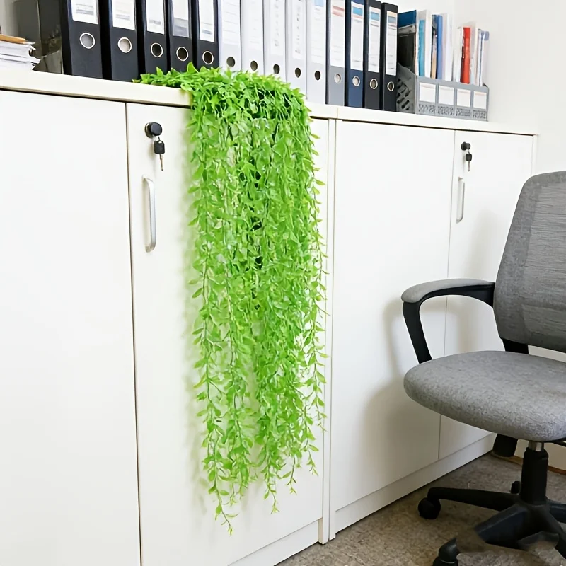10er-Set Simulierte Trauerweidenzweige Deko-Blätter Grünpflanzen Wandbehang Ranken für Zuhause und Büro Pflanzendekoration – Detail 3