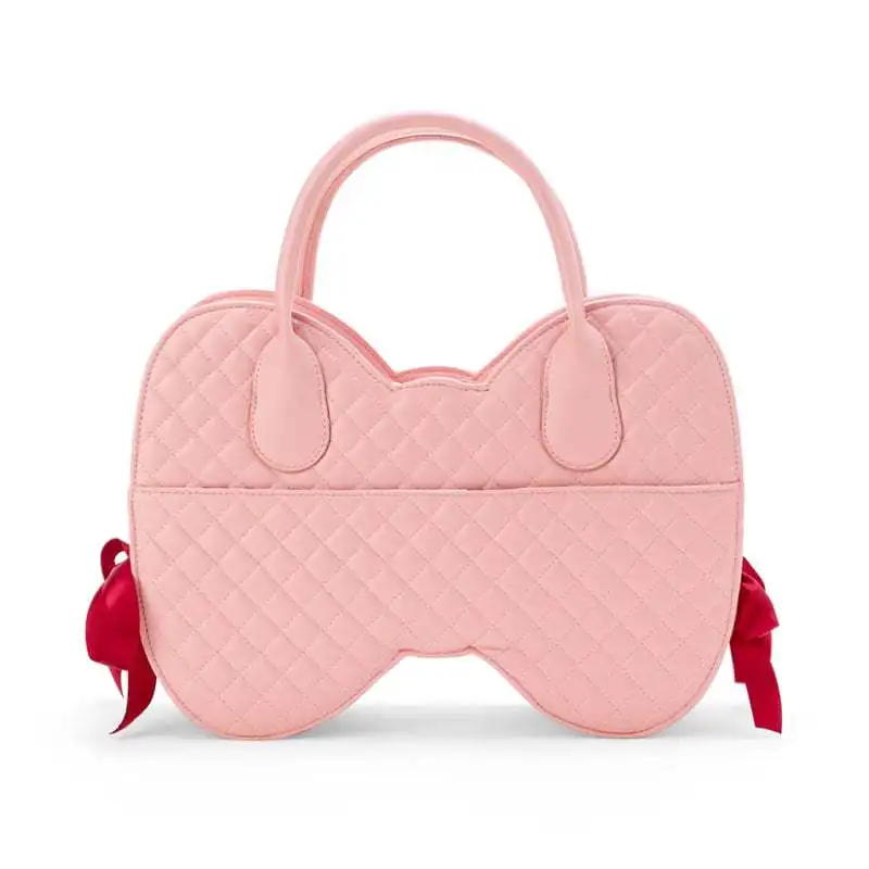 かわいいハローキティピンクのリボン付き携帯電話バッグ、アニメ周辺グッズハンドバッグ、PU素材のキュートでスイートな大容量バッグ、女性への誕生日プレゼント