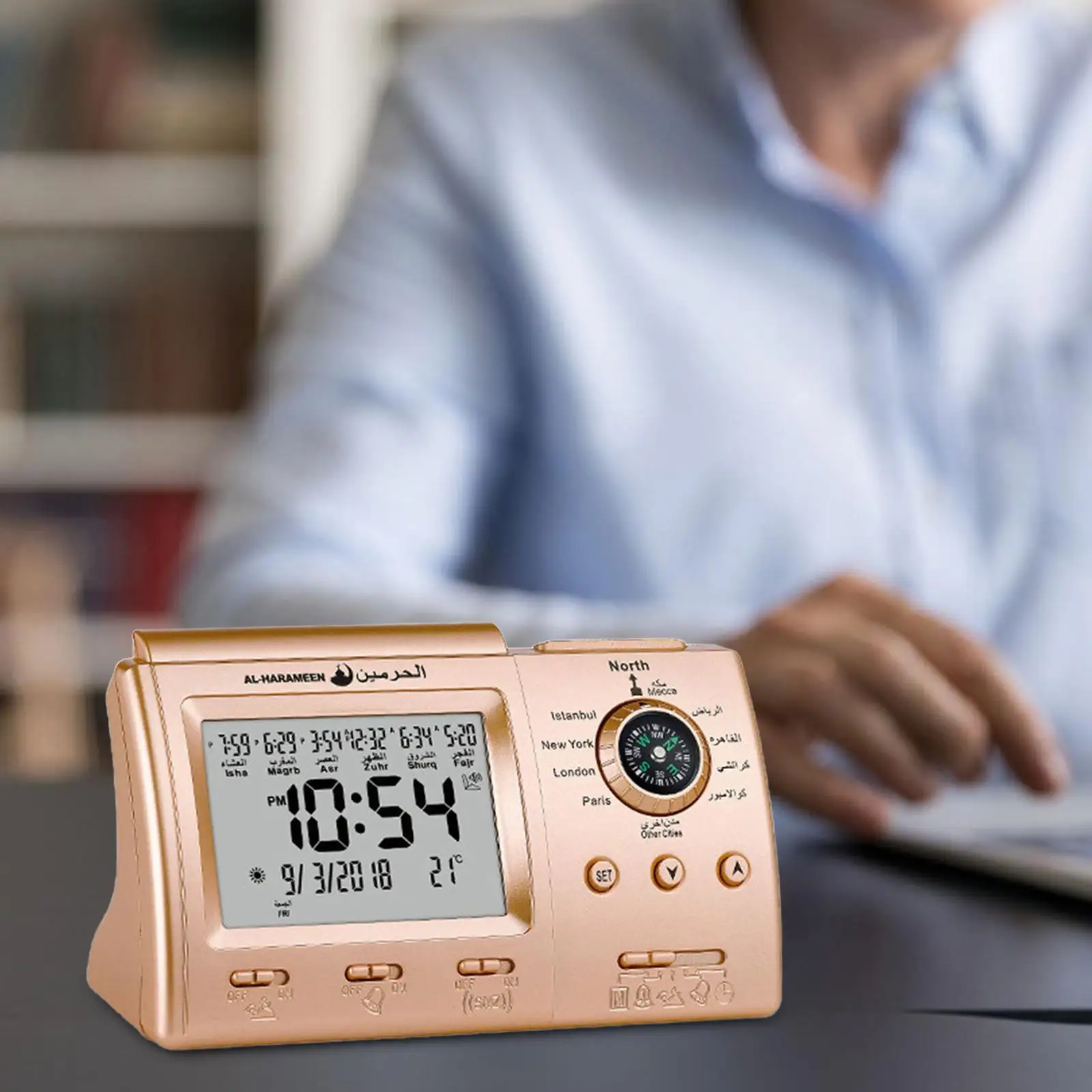 Azan Alarm Clock Temperature Azan Athan Prayer Clock for Office Mosque Home