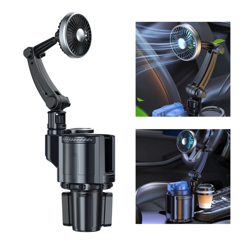 

USB Car Fan Golf Fan Mounted in Cup Holder Powerful Speed Adjust Direction