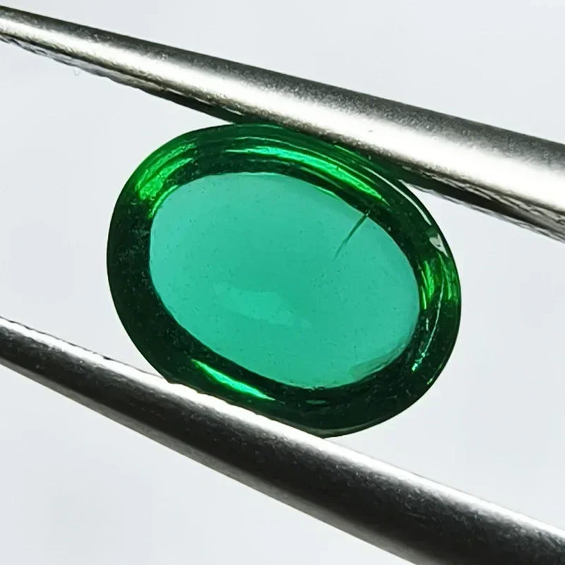 Lab Grown Zambian Emerald Oval Shape Smooth Surface Hydrothermal with Cracks Inclusions Inside Selectable AGL Certificate