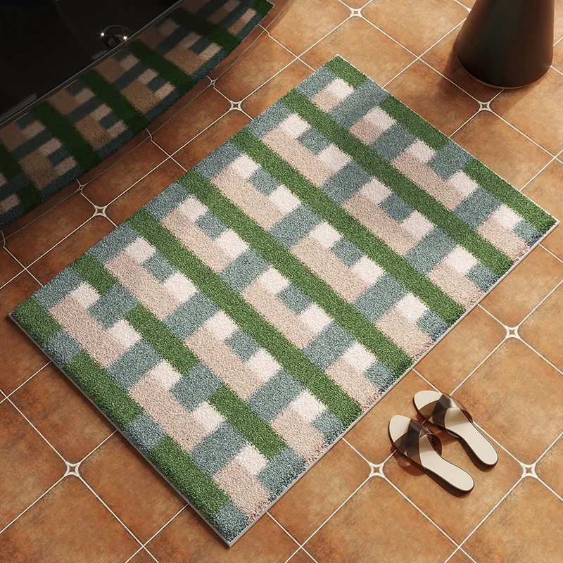 Middle ancient style bathroom absorbent anti slip floor mat, retro bathroom dirt resistant floor mat, toilet carpet
