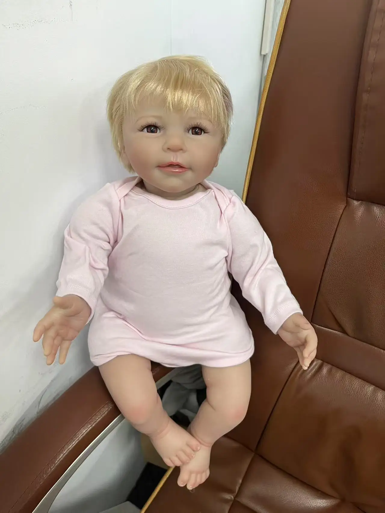 50CM 리본 베이비돌 귀여운 여자아이 리사, 뿌리있는 머리카락, 핸드메이드 아트돌, 무네카스 리본 3D 피부, 정맥 표현, 실물 같은 아기 인형