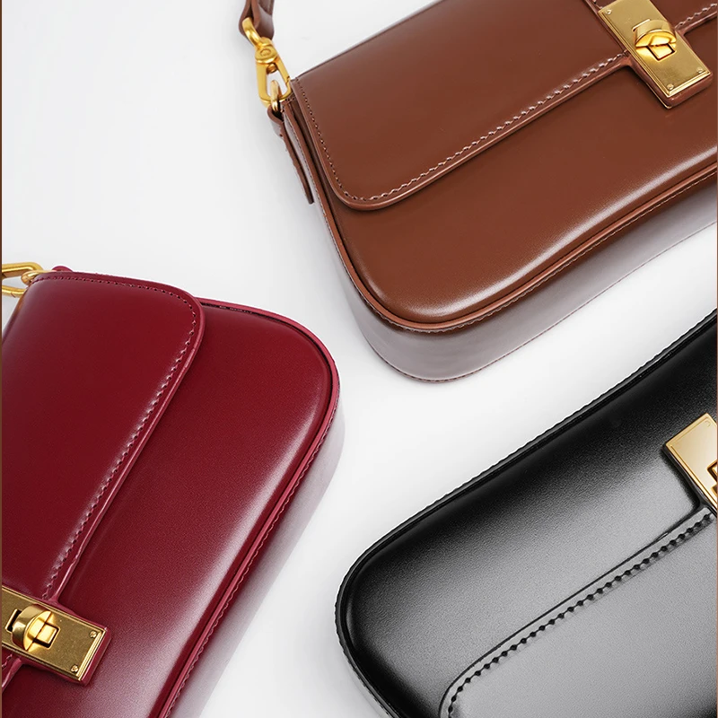 

Women Cowhide Split Leather Handbag Ladies High Quality Commuter Shoulder Bags Female Luxury Designer Retro Crossbody Bag Purse