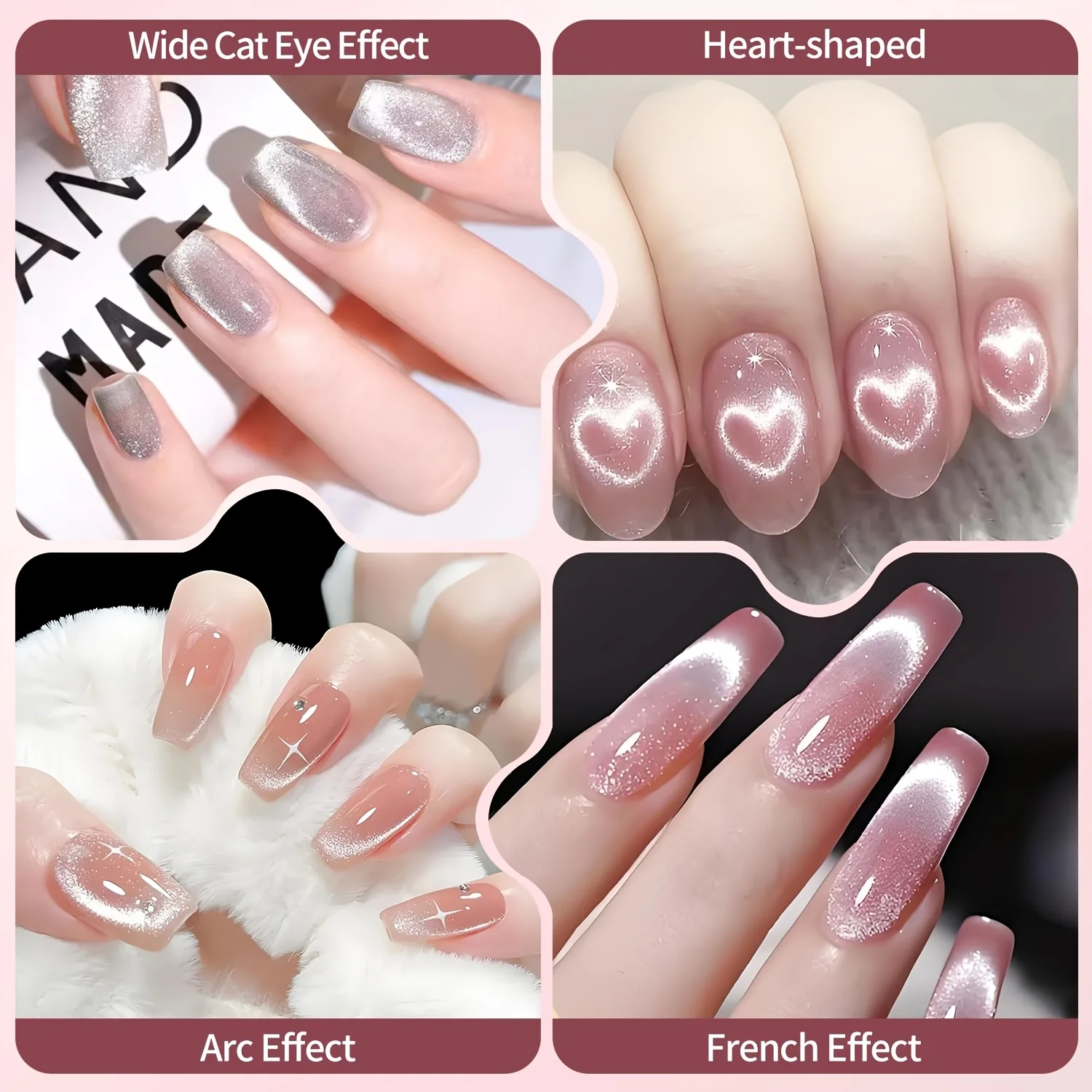 5Pcs Nail Art Cat Eye Magnet Set - V-Shape Cylinder Y-Shape Flat Magnets for French Manicure and 3D Gel Polish Design view 6