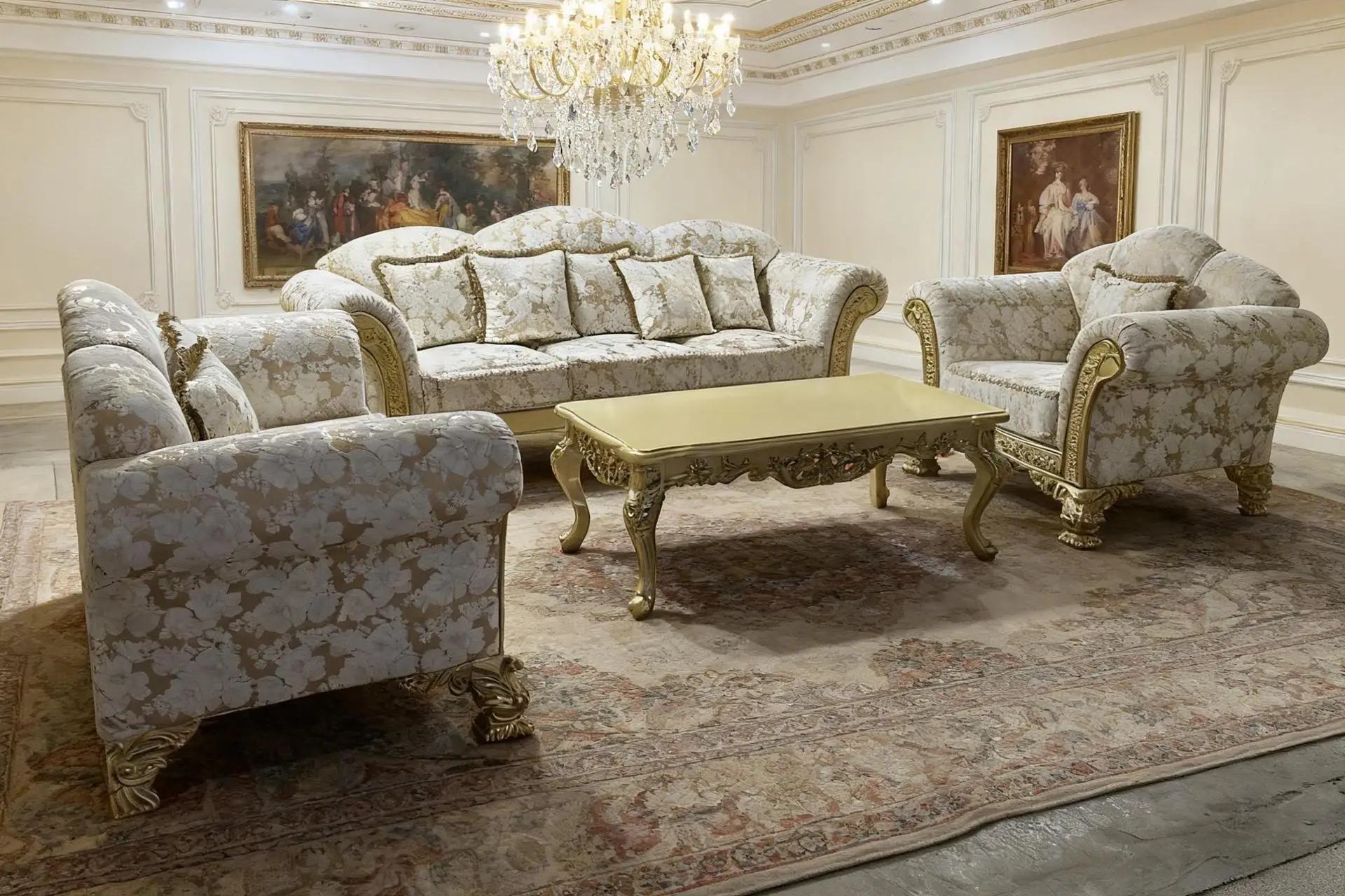 gj-French Fabric Sofa Combination Curved Arm Sofa 1+2+3 Detachable and Washable Movable Living Room Sofa Set#