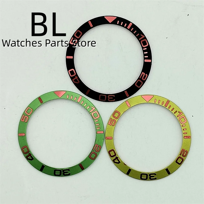 BLIGER 30.5mm X 38mm Watch Bezel Ceramic Insert Raised Index 60-minute Graduated Fit 40mm Watch Case Replacement Watch Accessory