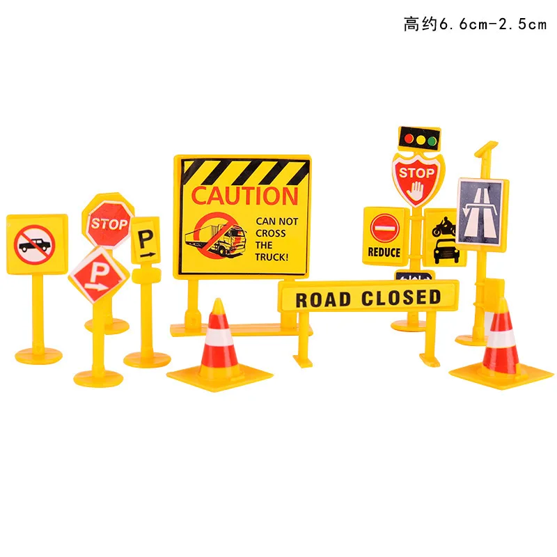 Engineering Vehicle Cake Decorations Roadblock Sign Excavator Cake Topper Kids Boys Happy Construction Car Birthday Party Favors