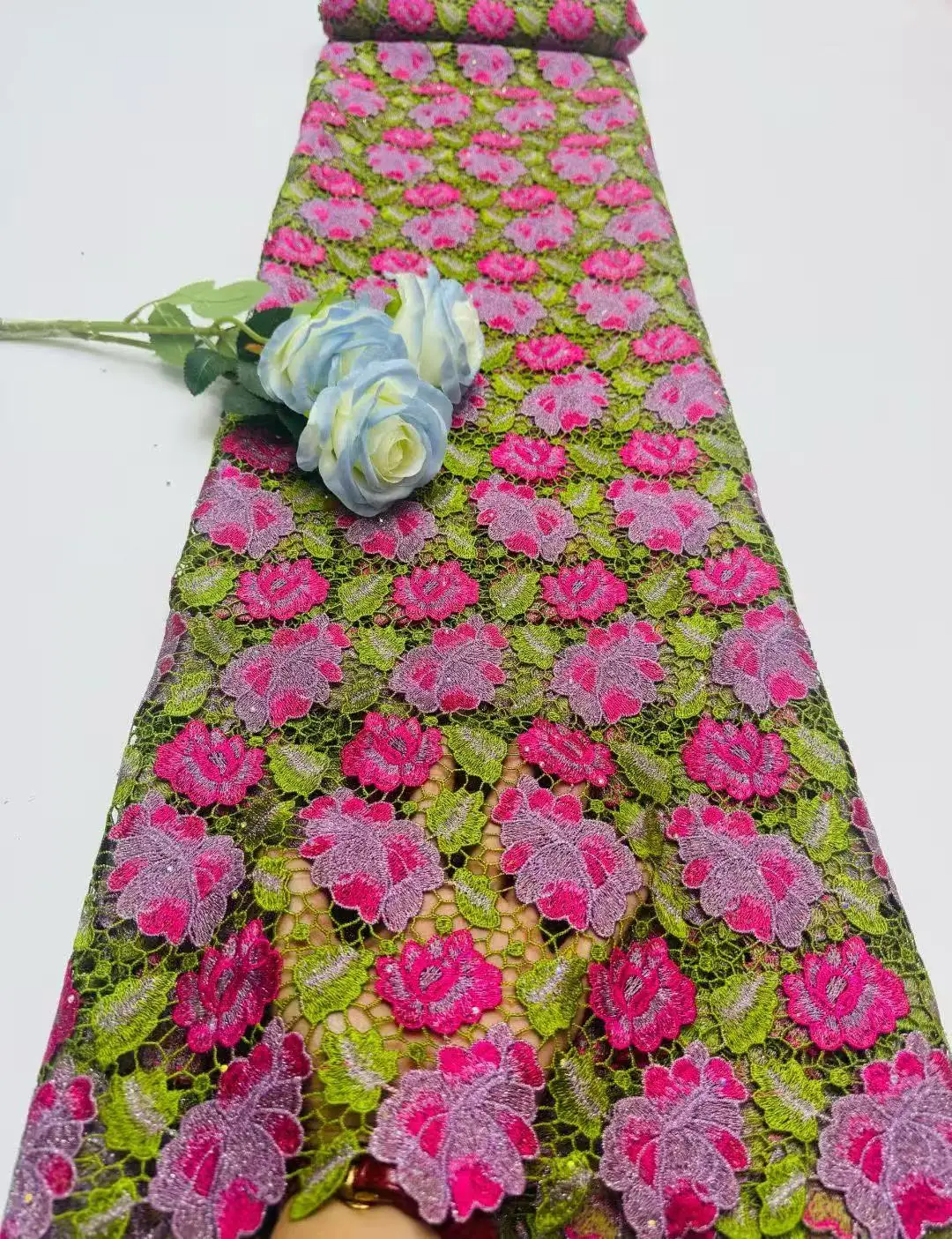 

African Guipure Lace Fabric 2025 High Quality Sequins French Nigerian Cord Lace Fabrics for Party Evening Dresses Sewing