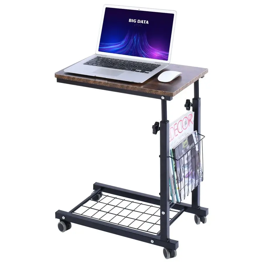 

Прикроватный столик, регулируемый по высоте, приставной столик для дивана, выдвижной под столик сиденья дивана, столик для ноутбука, передвижной прикроватный столик-тележка, черный