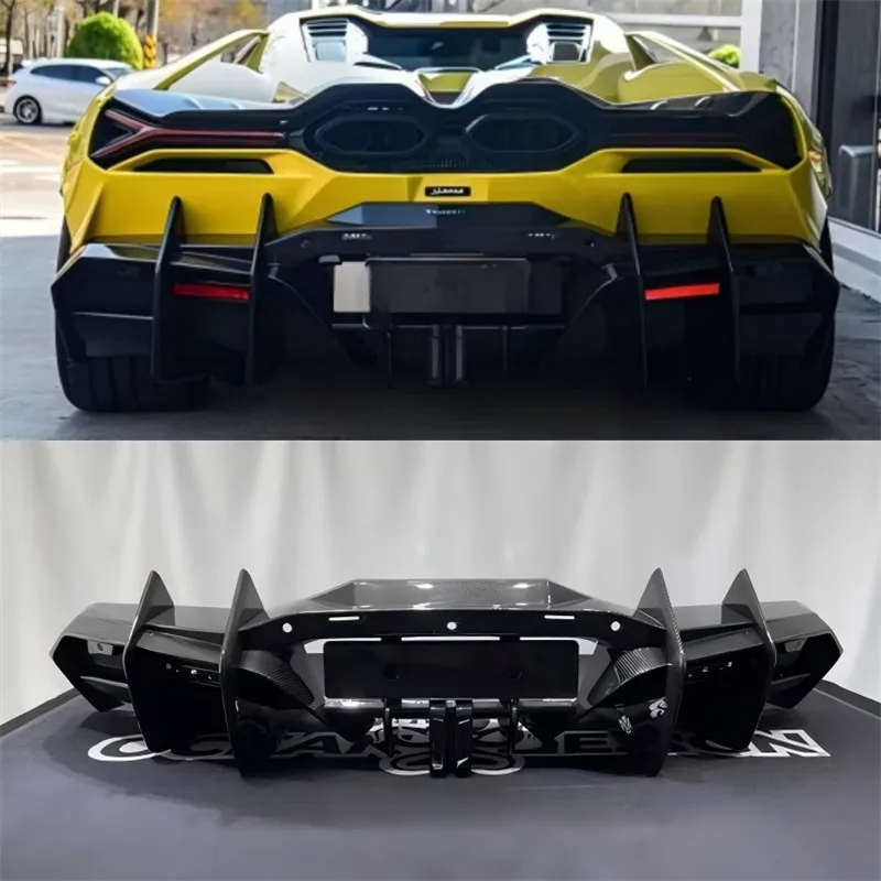 For Lamborghini Revuelto Real Dry Carbon Fiber Car Rear Bumper Lip Diffuser Splitters Spoiler Back Car Accessories Body Kit