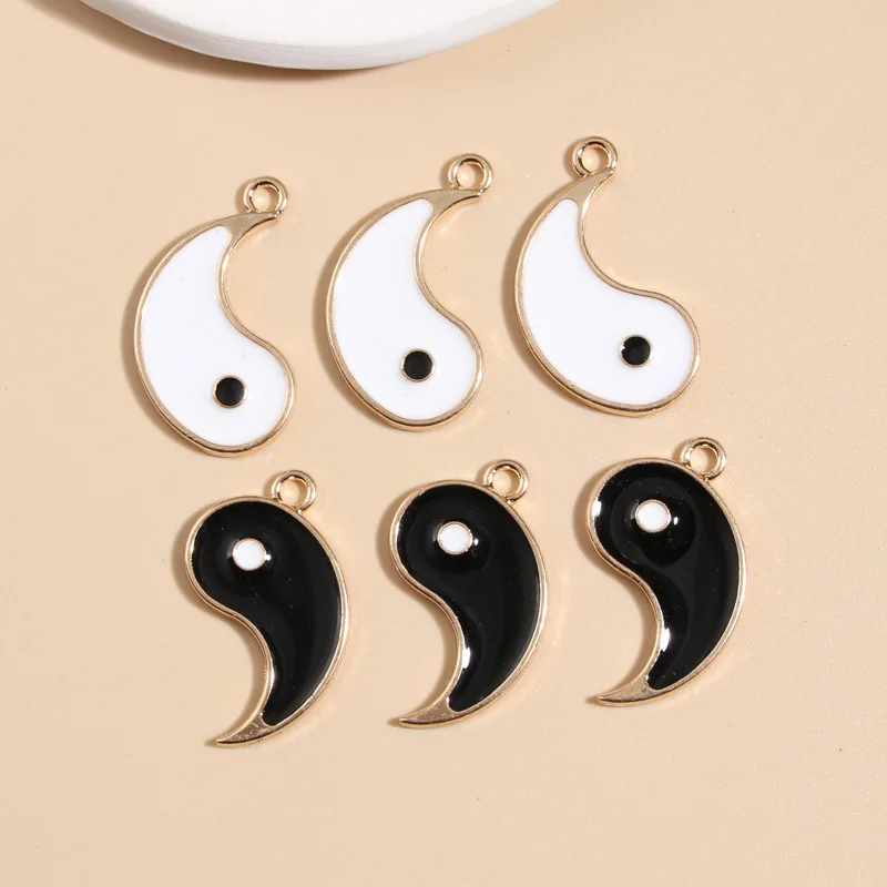 5sets(10pcs) Gold Color 31x27.5mm Punk Enamel Yin Yang Taiji Charms Gossip Pendant Fit Handmade Jewelry Making Finding Supplies