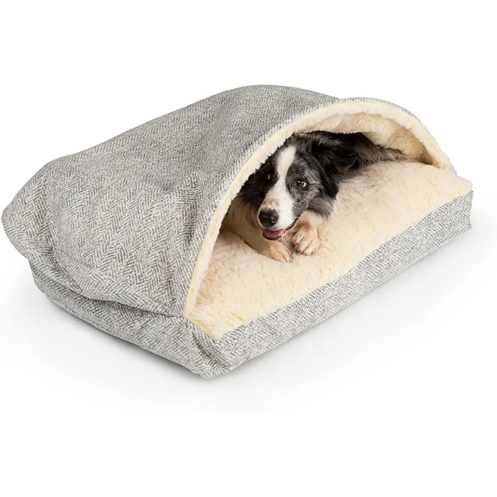 Pet Products Luxury Rectangle Cozy Cave Dog Bed with Microsuede, Showdog Collection, Extra Large, Palmer Dove