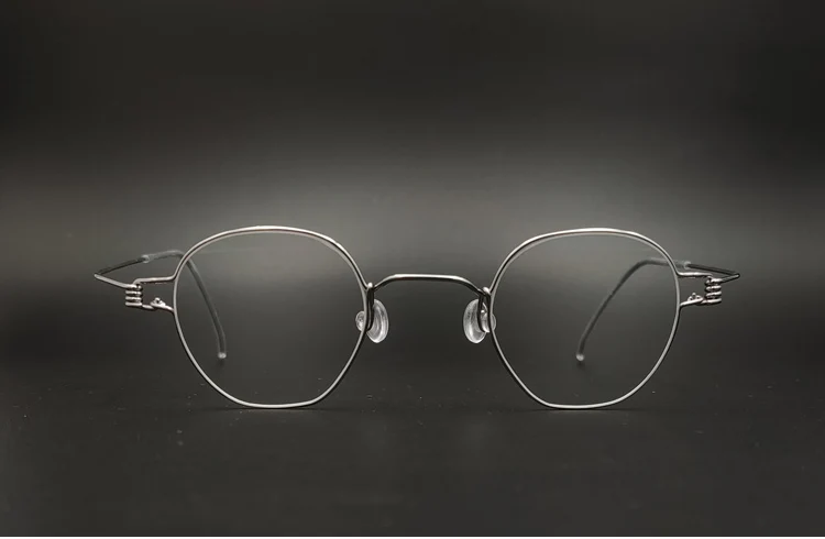 Handgefertigter Schraubenloser Ultraleichter Metall-Polygonaler Brillenrahmen für Herren Retro-Brillen Damen-Brillengestell – Detail 2