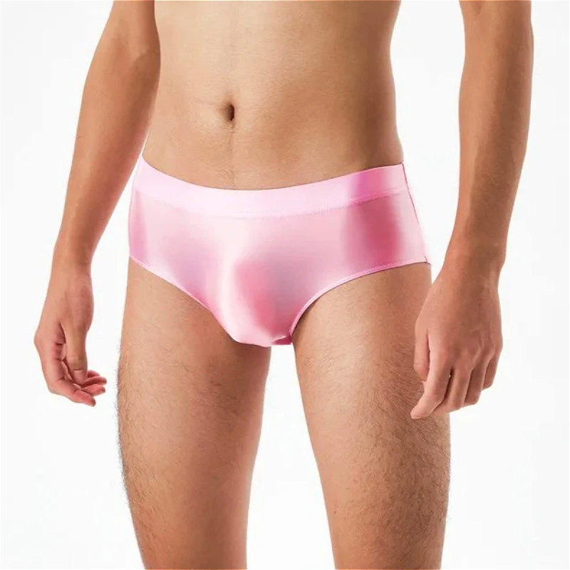 

Oil Shiny Men's Pouch Briefs Seamless Glossy Sexy Mens Underwear Silky Elastic Sleepwear Men Panties Transparent Slip Hombre