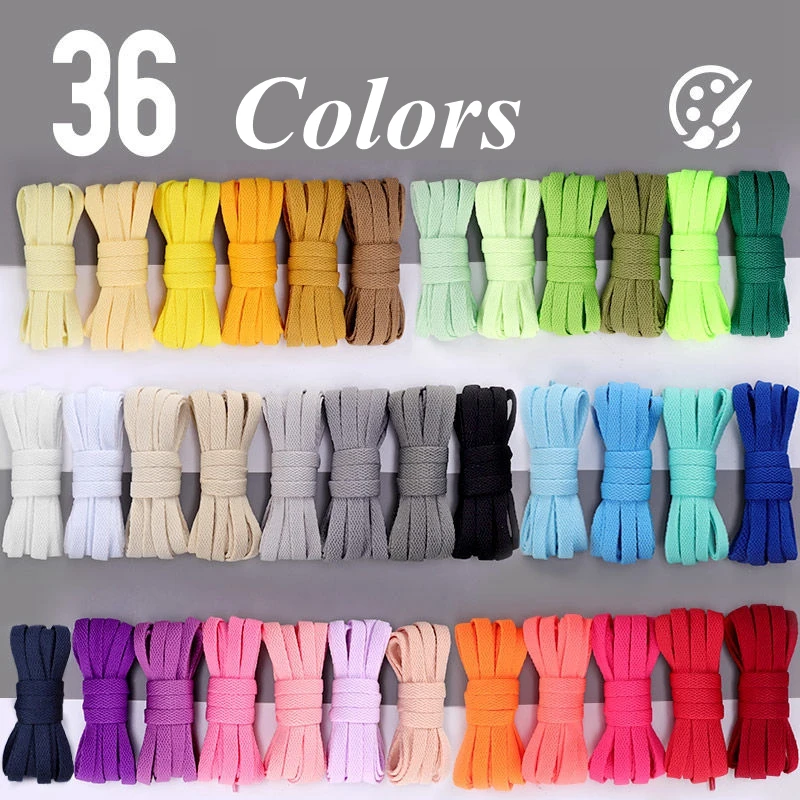 1Pair 36Colors Air Force OneAJ1 Shoelaces for Sneakers Flat Classic Original Solid White Black Shoe Lace Basketball Sports Laces