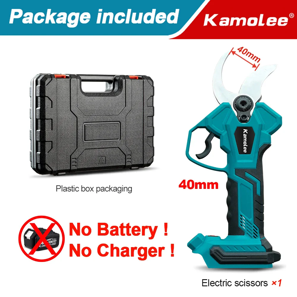 Kamolee 50Mm Borstelloze Draadloze Elektrische Schaar Snoeischaar Snoeischaar Efficiënte Fruitboom Bonsai Snoeien Branche Snijder