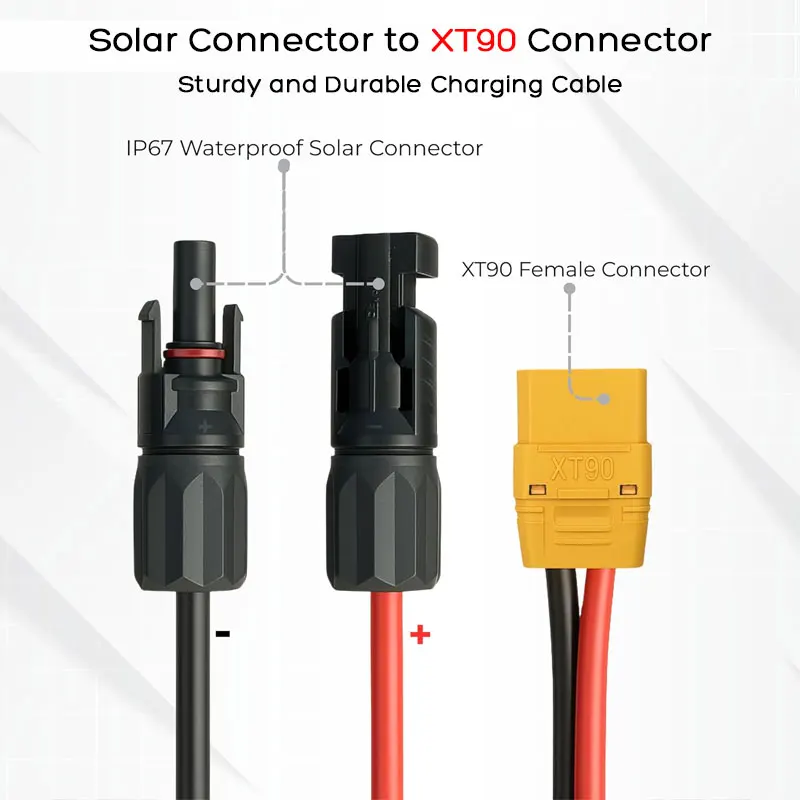 10AWG Solar to XT90 Extension Cable for Bluetti AC200/AC200P/AC200Max/AC300/B230/B300/EP500/EP500Pro Portable Power Stations