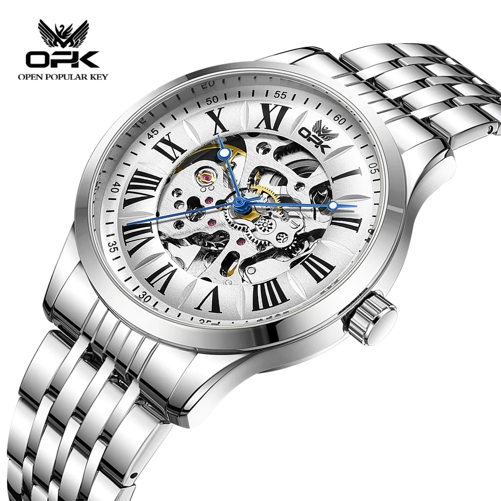 OPK 6102 Luxury Brand Mechanical Men's Wristwatch Luminous Waterproof Fully Hollowed Automatic Watch for Man Original