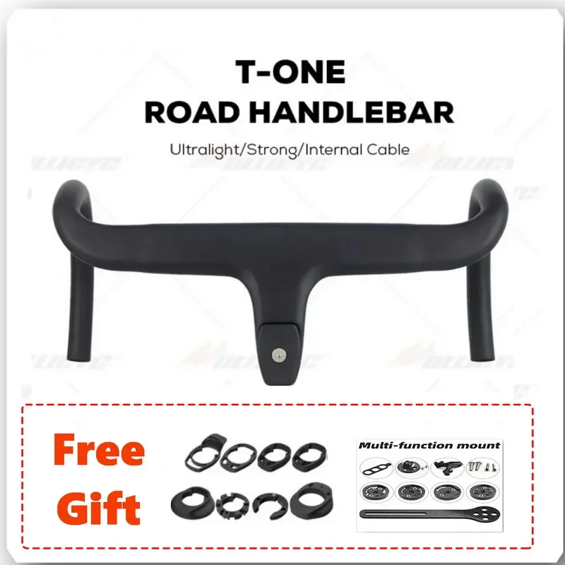 2025 No Logo Road Bike Full Carbon Fiber Internal Cable Integrated Bicycle Handlebar Cockpit For 360mm-380mm With Mountn,Spacers