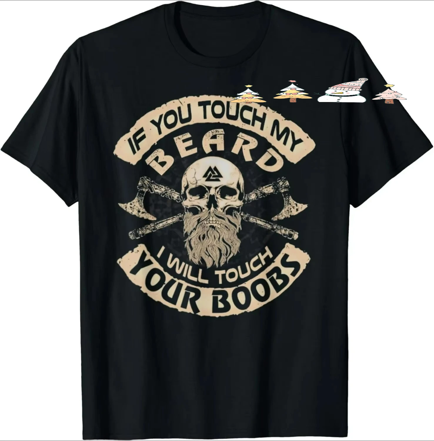 Nordic Warrior Beard Skull T-Shirt 100% Cotton O-Neck Short Sleeve Summer Casual Mens T-shirt Streetwear