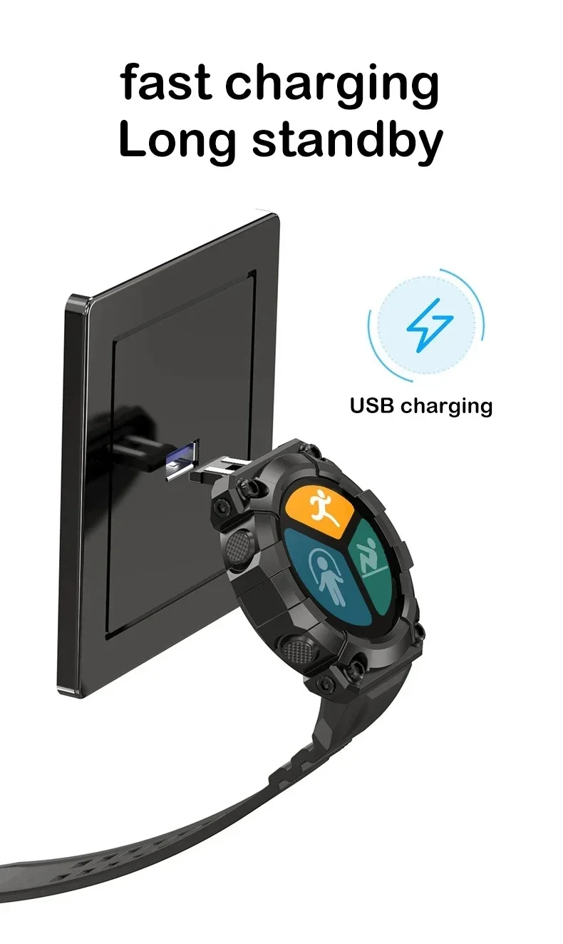 Smartwatch Android iOS FD68S: Bransoletka fitness z ekranem dotykowym dla kobiet i mężczyzn, wodoodporny Bluetooth Tracker aktywności sportowej