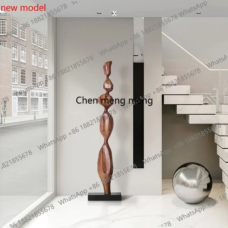 A178Solid wood sculpture artwork floor-to-ceiling ornament tea room model room living room entrance vertical height soft decorat