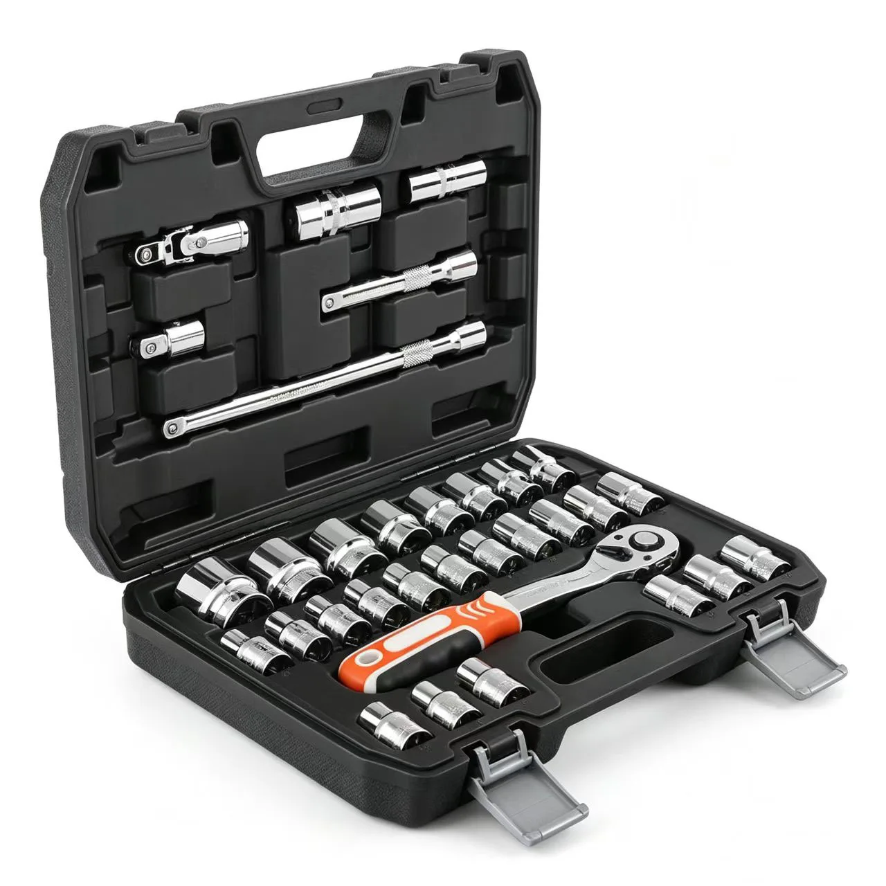 32PCS 1/2 Inch Drive Socket Wrench Set 8-32mm 12 Point Chrome Vanadium Steel Ratchet Spanner Kit For Auto Car Repair Tool