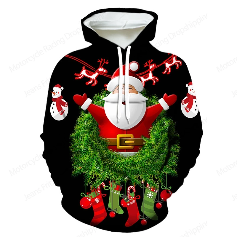 Santa Claus Sweatshirt Christmas Carnaval 3d Print Hoodie Men Women Fashion Hoodies Women Sweats Elk Coat Christmas Gift Hoodie