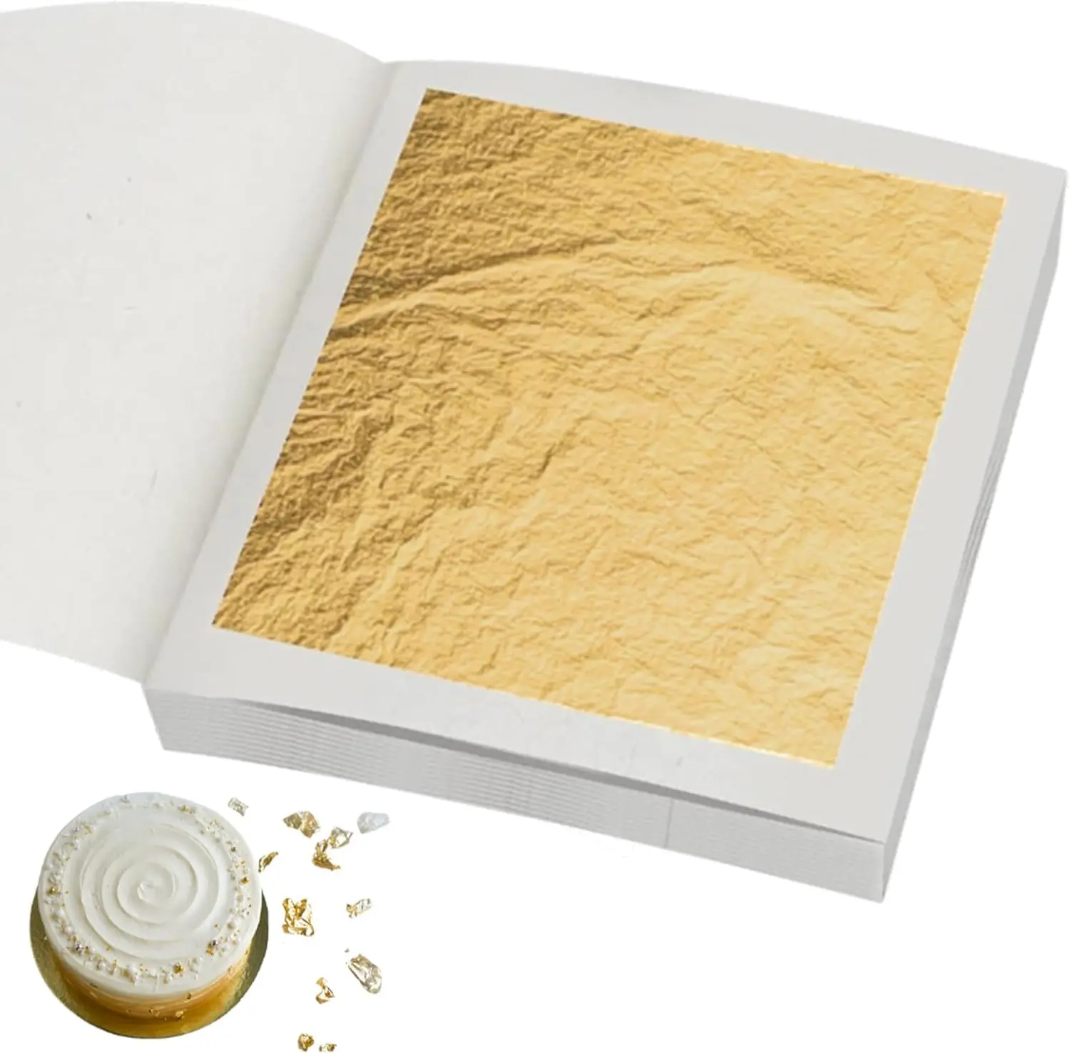 

Edible Gold Leaf Sheets, 1.7x1.7 in, Pack of 10 for Cakes, Desserts, Art & Nail
