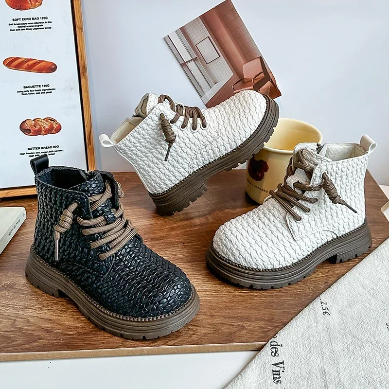 

2026 Fashion Children's Autumn Boots New Girl Thick Bottom Round Head Fashion Boots Children's Casual Leather Boots