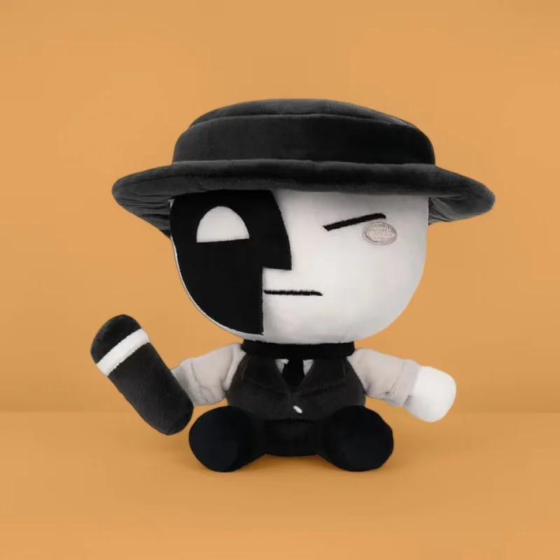 Two Time Plush Toy Soft Stuffed Character Creative Gift For Adult Collectors Black Hat Microphone Design Plush Doll Home Decor