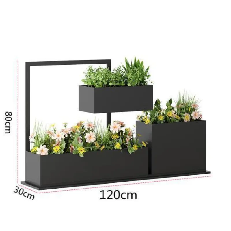 Restaurant indoor and outdoor creative flower stand partition wrought iron flower box anti-rust metal flower slot combination ex