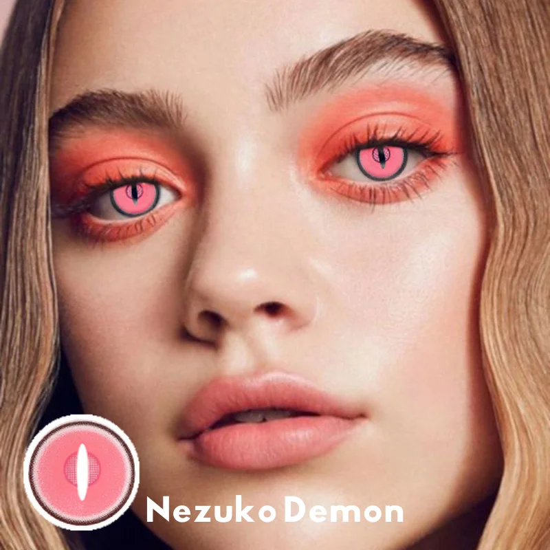 UYAAI Pink Colored Contact Lens For Eyes 1Pair Beauty Pupil Halloween Cosplay Lenses Dark Large Cover 14.5mm Yearly