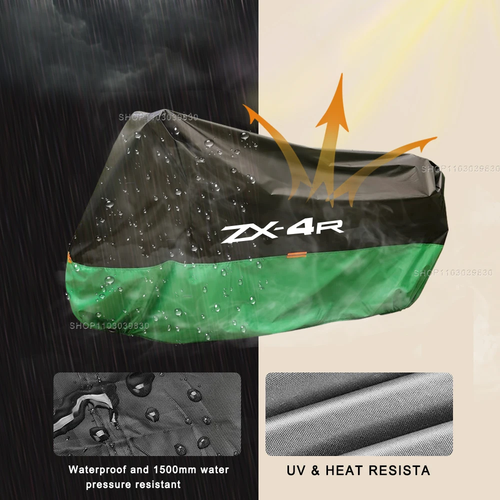 Motorcycle Cover Universal Outdoor Waterproof  Dustproof UV Protector Rain Covers for Ninja ZX-4R ZX4R