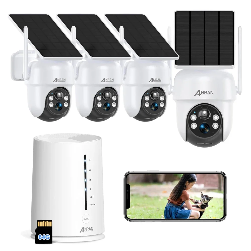 

New Arrival ANRAN 4MP Wireless Mini NVR Kit 4Channels 2k HD Embedded Solar Panel Wifi PTZ Network CCTV Camera System