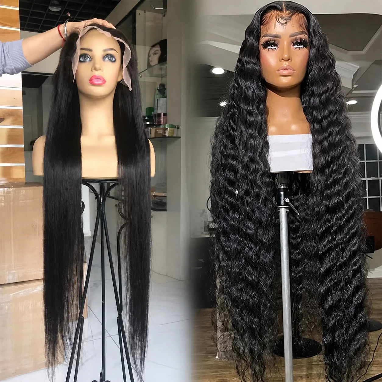 13x4 Transparent Hd Lace Wig for American Black Women Deep Wave 13x6 Hd Lace Frontal Wigs 40 Inch Wigs Raw Human Hair Lace Front
