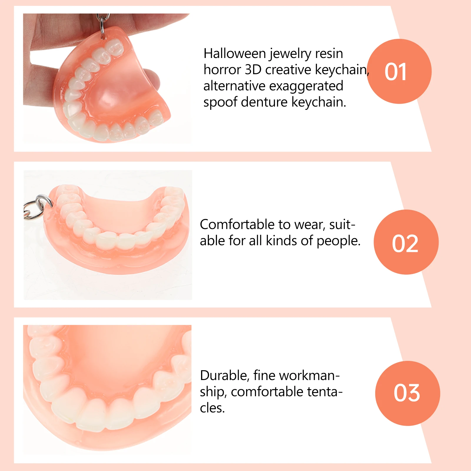 

1pc Denture Keychain Teeth Decor Halloween Party Favors Creative Backpack Pendant Creative Gifts Novelty Accessories Backpack