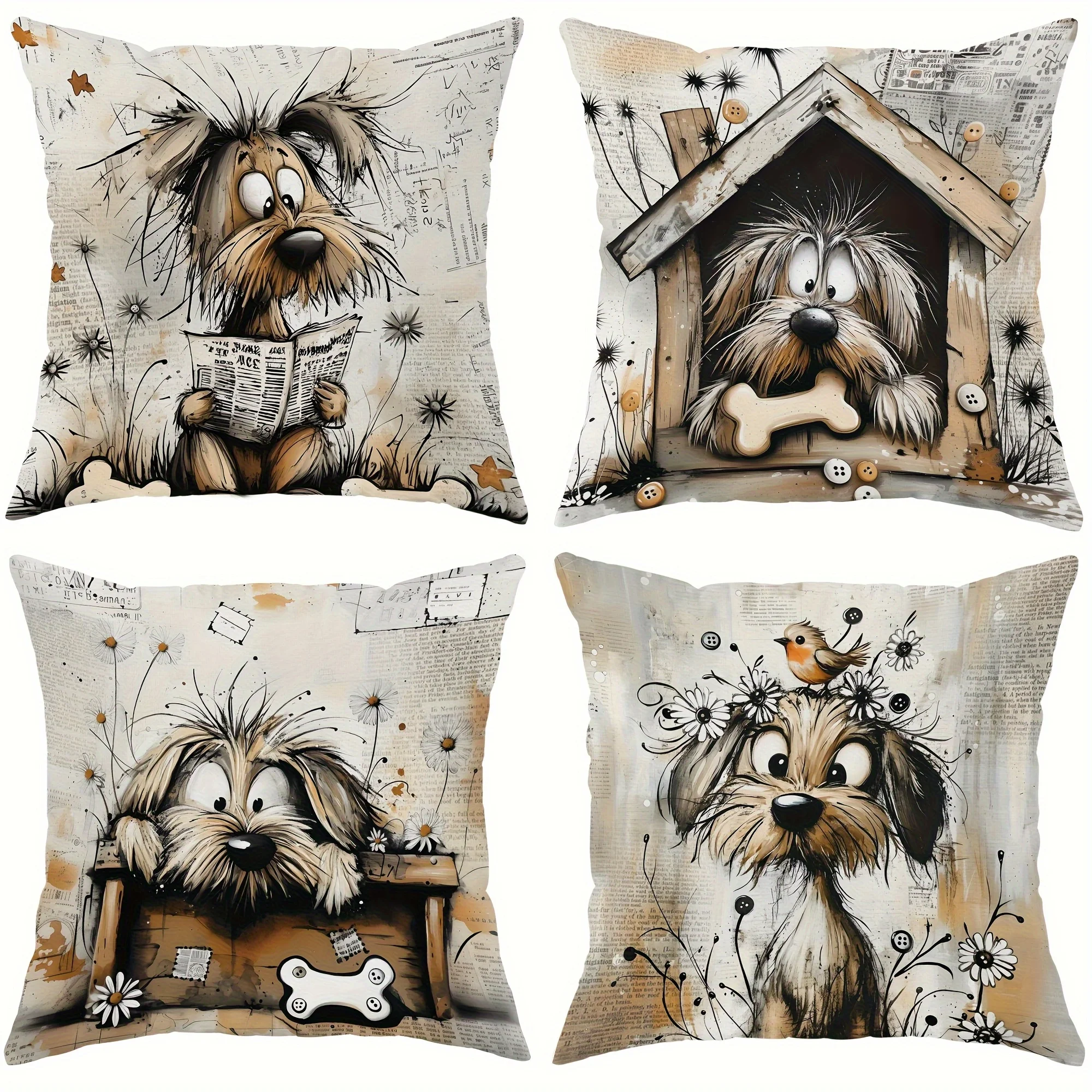 New Year Multi-size Cute Cartoon Puppy  Pillowcases Merry Christmas Decoration Cushion Pillow Cases High Quality Home Ornament