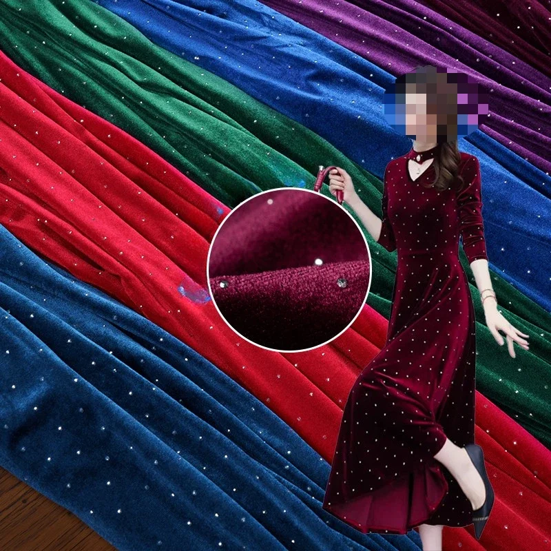 100x160cm Diamond Glitter Velvet Starry Fabric for Sewing Dresses Soft and Smooth Woven Non Elastic By Half Meter