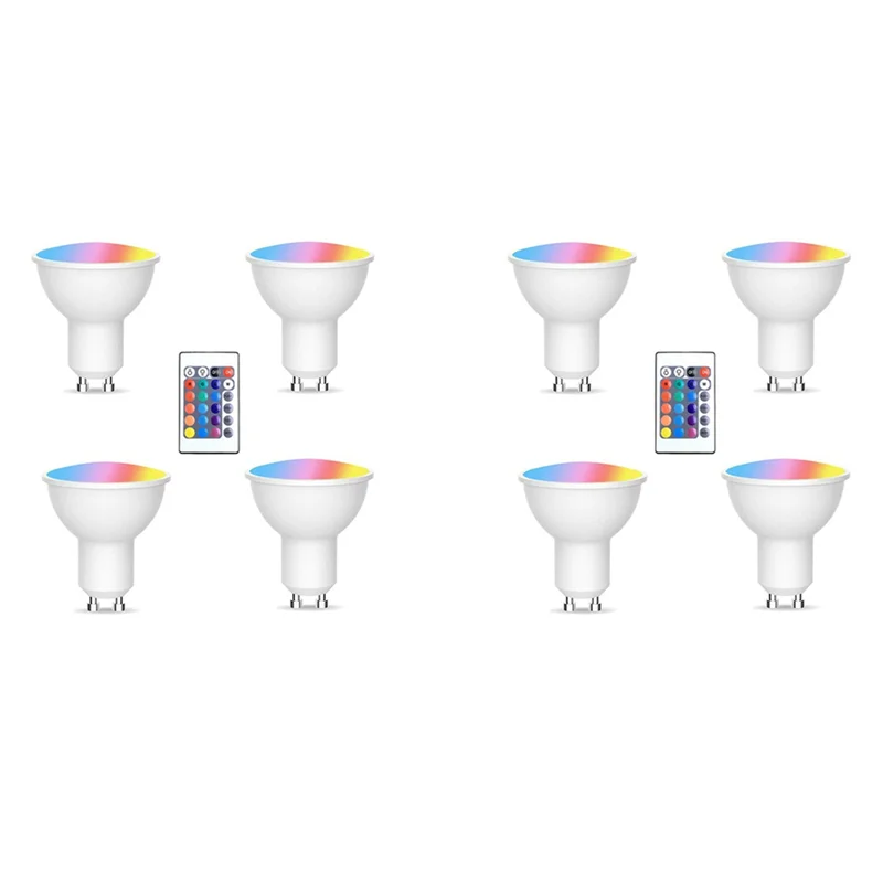 

Новый показано-8 шт. лампы Gu10 и 1 пульт дистанционного управления с функцией памяти, 17 цветов, сменный точечный светильник, 4 динамические режима освещения, прожектор