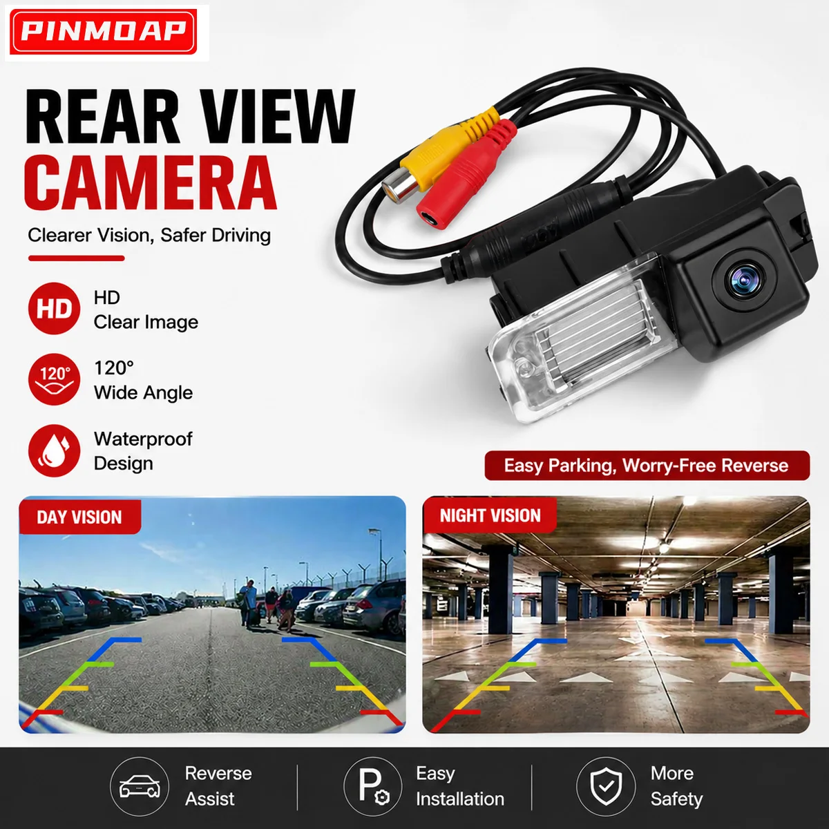 PINMOAP Rear View Camera Backup Camera Fit for VW Golf 6 MK6 Polo 6R V Passat CC Magotan VW Bora Parking Camera Night Vision
