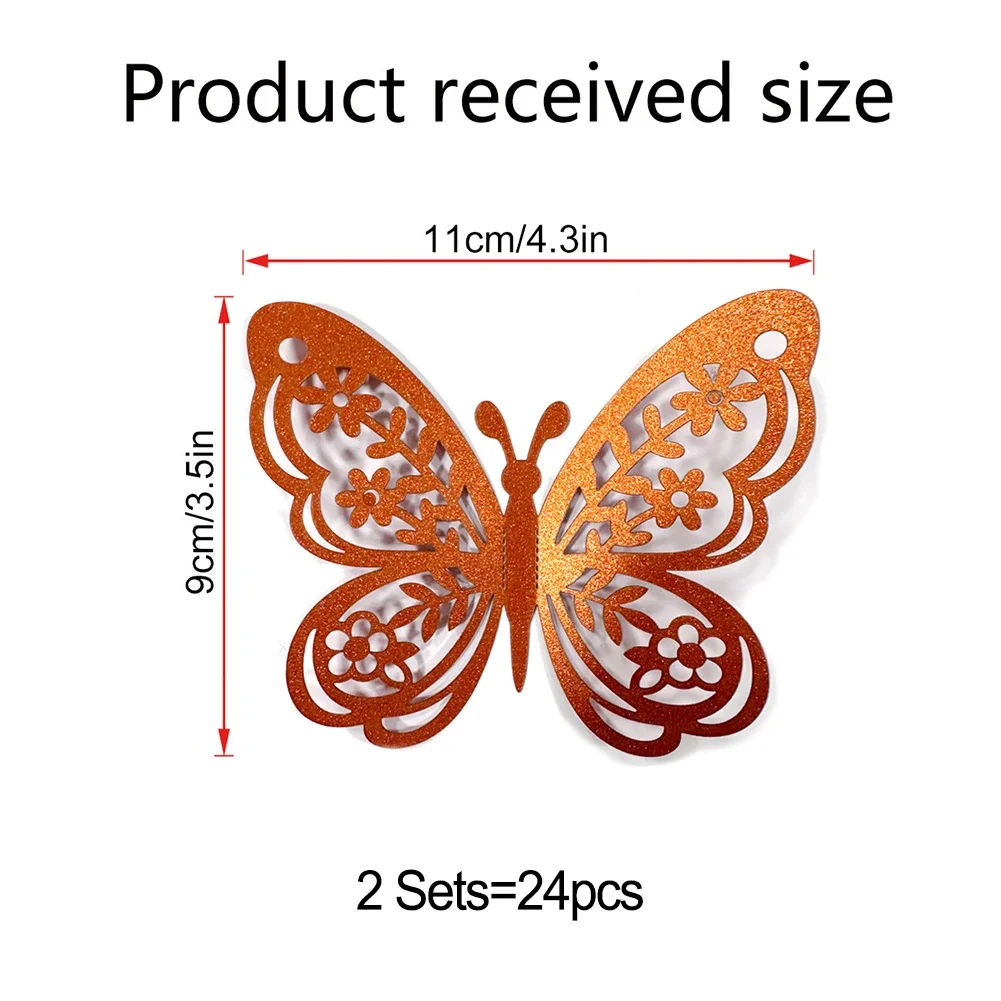PVC Butterfly Stickers 3D Butterfly Wall Stickers Eye-catching Design Long Lasting Wall Stickers 3D Stickers Silver