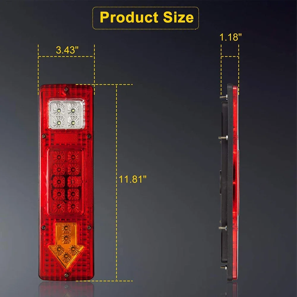 자동차 LED 후미등 키트, 방수 12V 24V, 후방 방향 지시등, RV 캠핑카 트레일러 트럭 정지등, 보트 조명