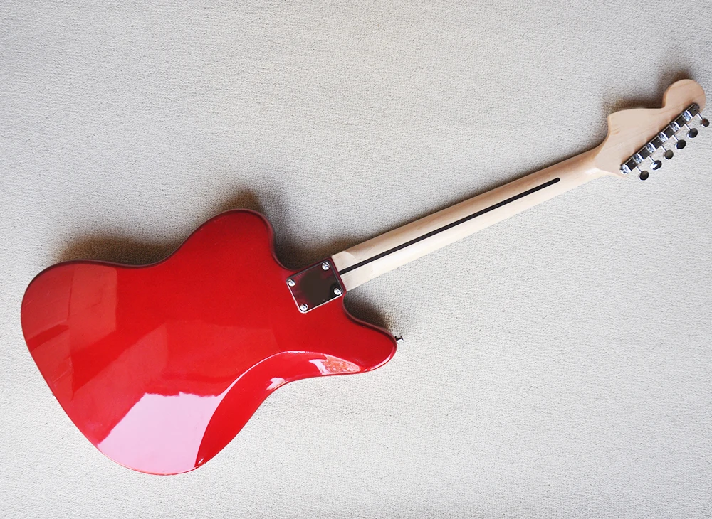 6 Strings Metal Red Electric Guitar with Rosewood Fretboard,Red Pearl Pickguard,Can be Customized