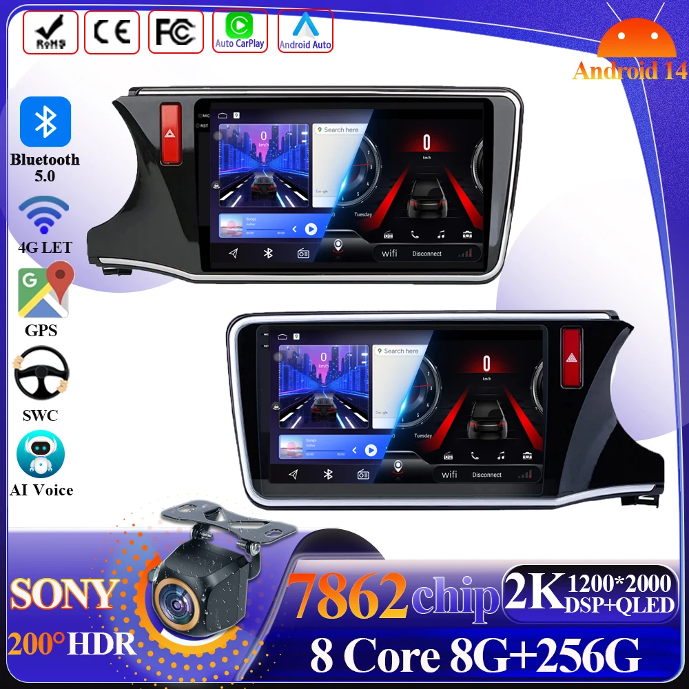 

Android 14 Wireless Carplay For Honda City Grace 2014-2017 Intelligent System 8 core Car Multimedia Player 5G Wifi Touch Display