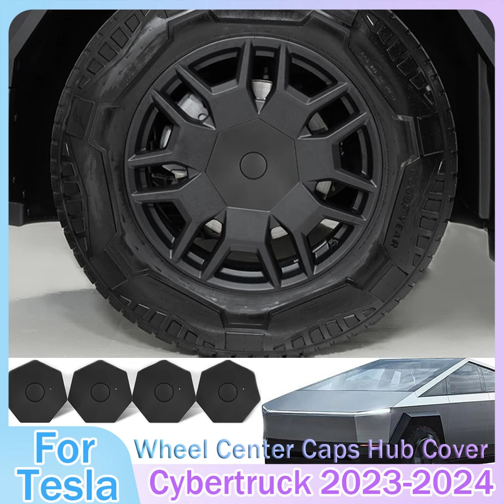 

For Tesla Cybertruck 2023-2024 Wheel Center Caps Hub Cover 4PCS ABS Full Coverage Dust Rust Poof Wheel Replacement Accessories