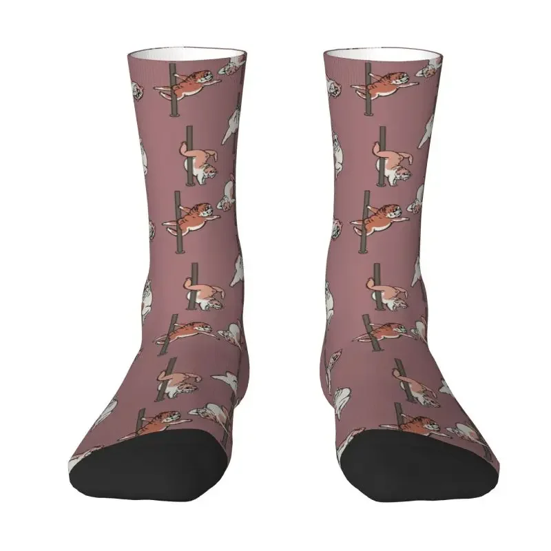 

English Bulldog Pole Dancing Club Dress Socks Mens Womens Warm Funny Novelty British Pet Dog Lover Crew Socks